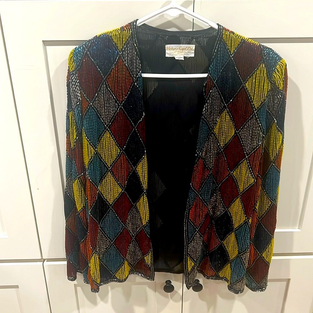 Vintage Victoria Royal diamond beaded jacket